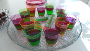 Rainbow jelly cups